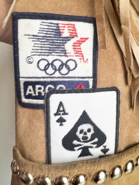 Vintage Light Beige Fringe Suede Jacket with Patches S - Picture 8 of 16